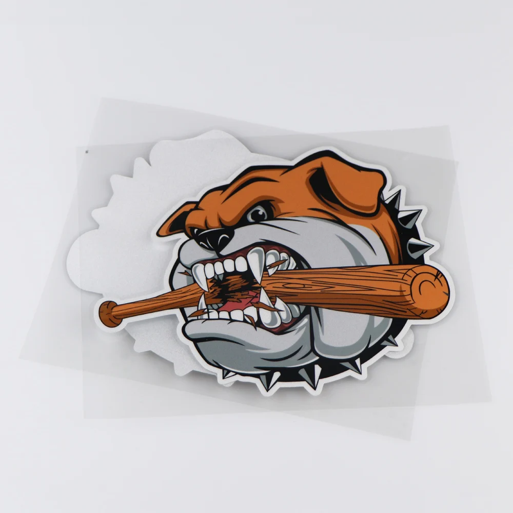 YOJA 16.5X13CM Angry Bulldog Biting Stick Car Sticker Funny Colour Vinyl Decals Cartoon Dog ZT3-0095 | Автомобили и мотоциклы