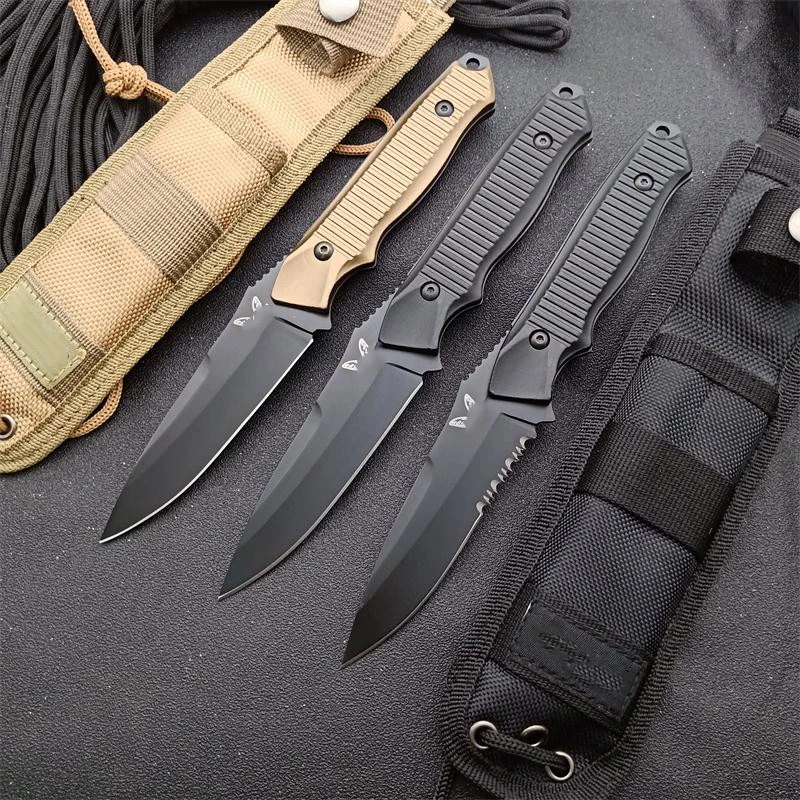 

NEW BM 140bk Blade Aluminium alloy Handle Fishing Diving Straight Knife Outdoor Camping Hunting Knives + Sheath 3 Styles tools