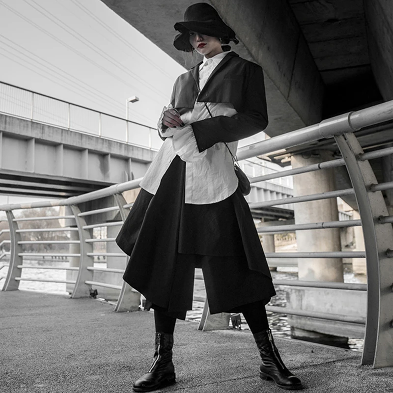 

[EAM] Women Black Short Hollow Out Blazer New Lapel Long Sleeve Loose Fit Jacket Fashion Tide Spring Autumn 2021 1DD6203