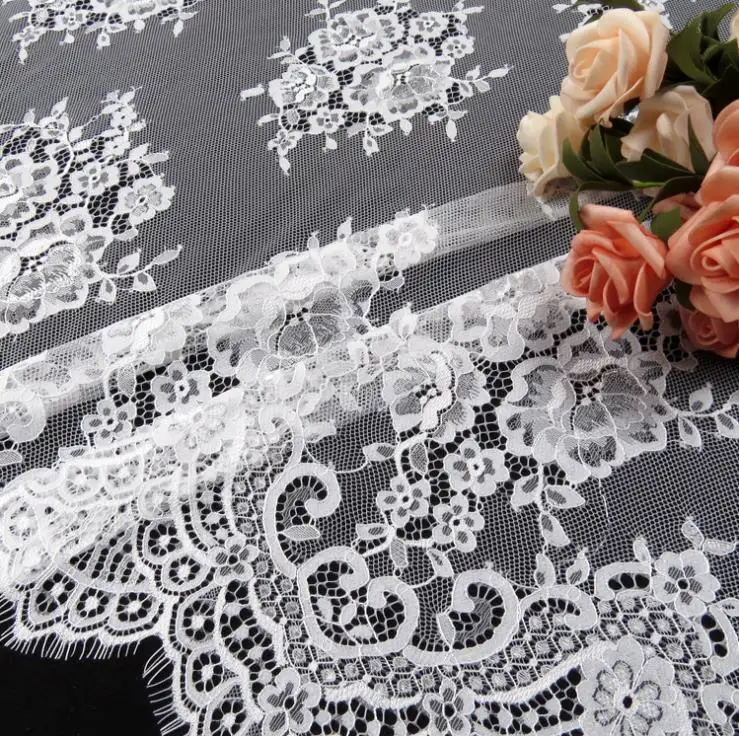 Кружевная ткань с французскими ресничками 3 м/лот 150 см кружевная нейлоновая