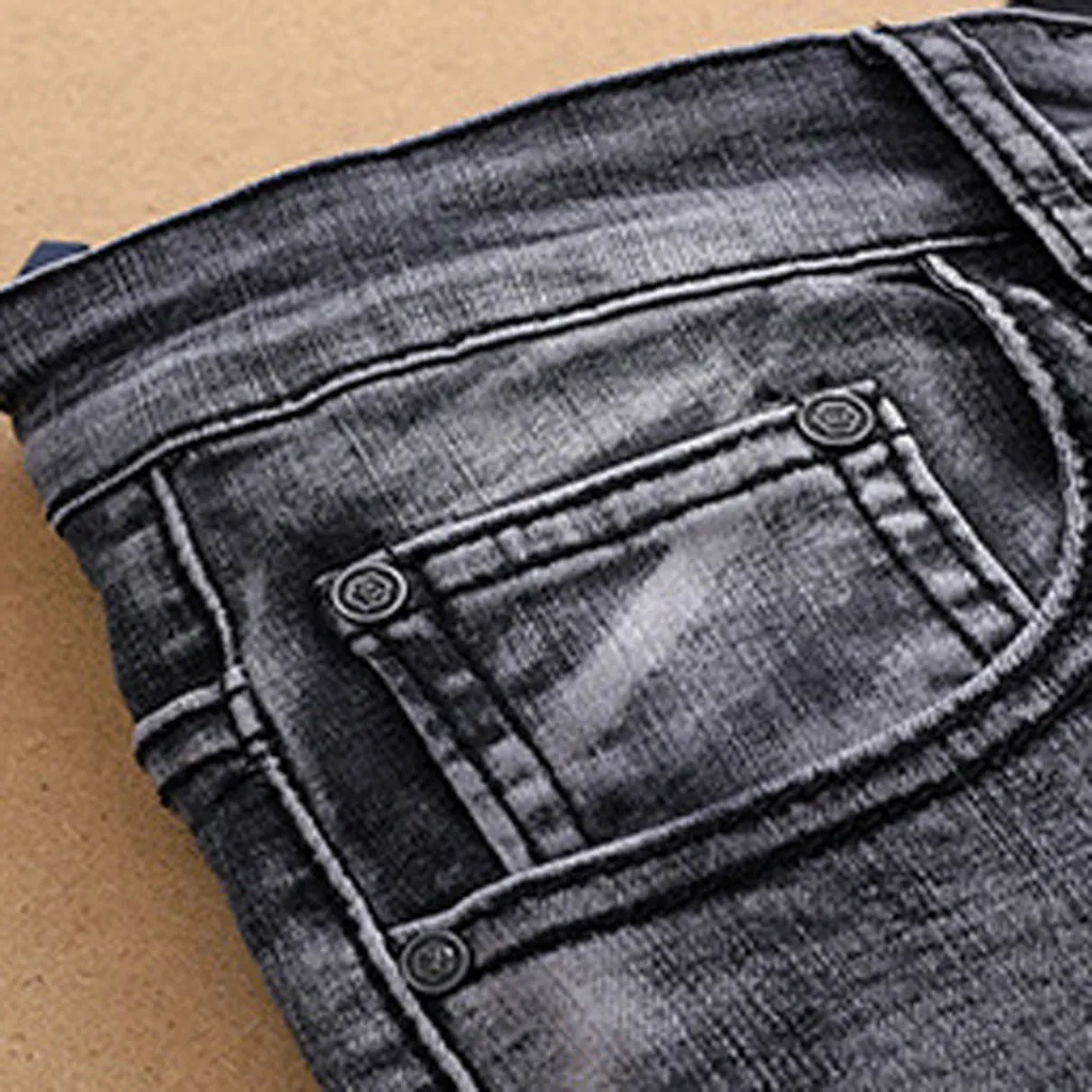 Мужские брюки в стиле хип хоп модные обтягивающие джинсовые на молнии облегающие