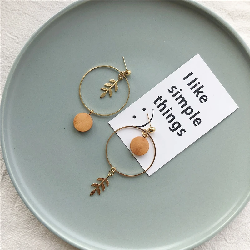 Геометрические деревянные серьги в стиле ретро Ювелирное Украшение круглой