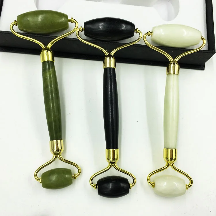 Массажный массажер для лица черный зеленый белый цвет натуральный Нефритовый