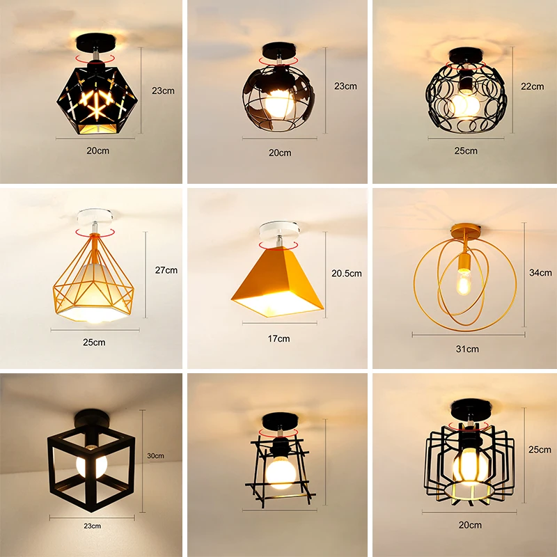 Винтажный потолочный светильник в стиле индастриал с утопленным креплением