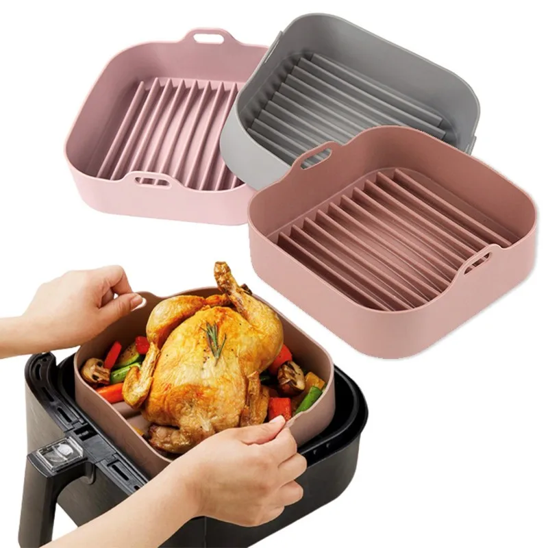 

Airfryer Fryer Accessories Baking Tool Tray Silicone Pan For Air Circulation Silicone Pot Non-sticky, Non-toxic Kitchen Cake Pan