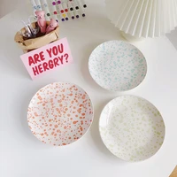 cutelife ins round ceramic cake plate decor kitchen coffee tray sushi plate wedding dining table dessert storage plate tableware