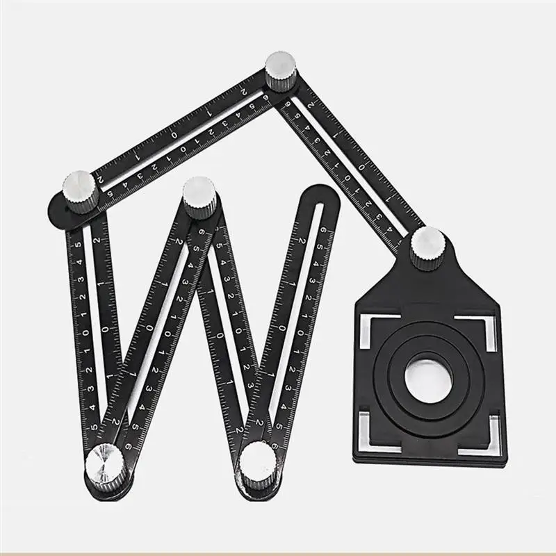 

Hole Locator Multi Angle Measuring Ruler Protractor Adjustable 6-sides Ruler Floor Tile Glass Woodworking Universal Puncher Tool