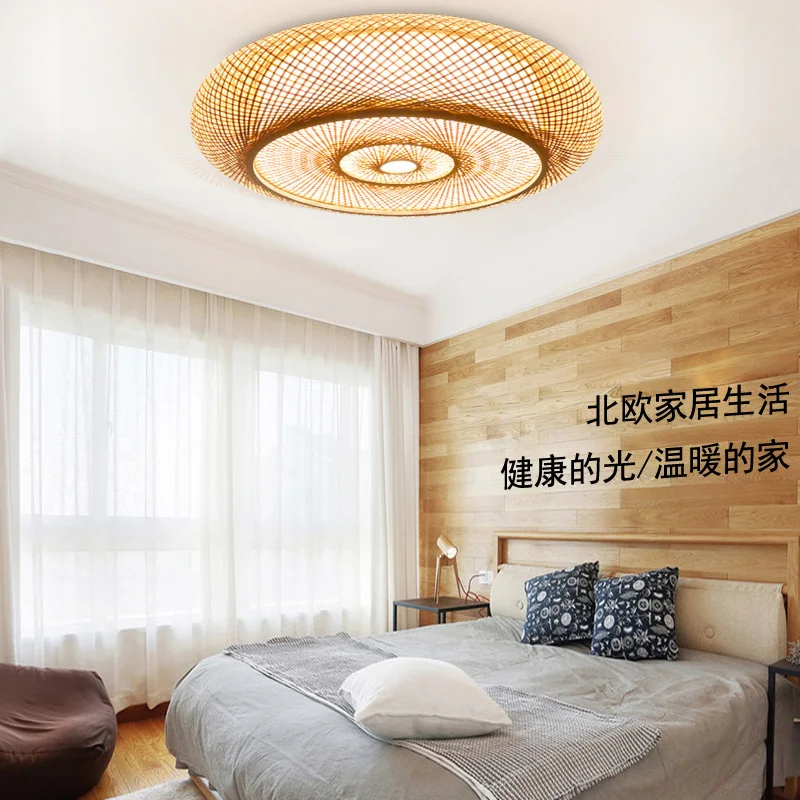 Ручной бамбуковый Плетеный Ротанг круглый фонарь абажур потолочный светильник