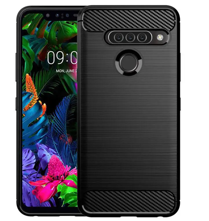 Для LG G8 чехол ThinQ + закаленное стекло мягкий из ТПУ силикон углеродное волокно