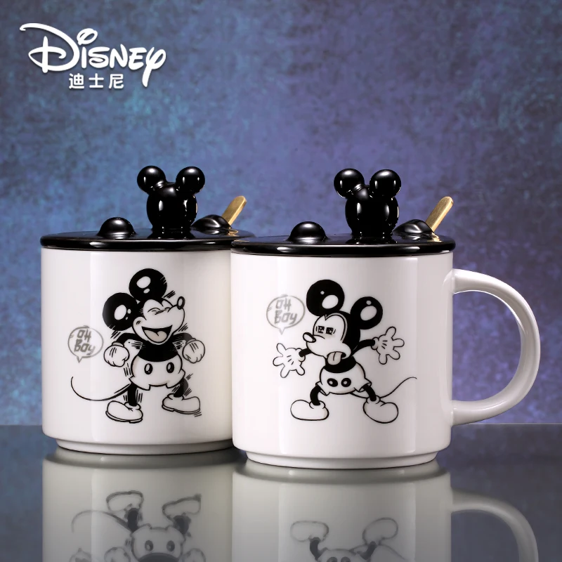 Disney чашка для воды большой емкости керамическая крышка чашка с ложкой необычная Кружка Мода Мультфильм Молоко Кофе Кружка