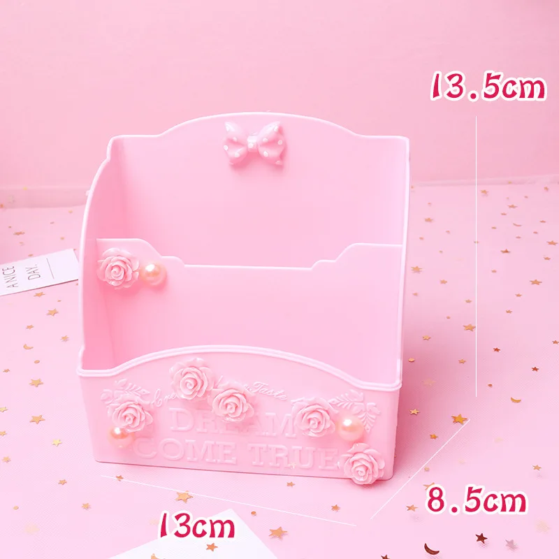 5 Pink Carve Cosmetic Brush Storage Box Holder Makeup Skin Care Rack Mobile Phone Stationery Organizer Container Pencil Bucket Bin - Цвет: 5