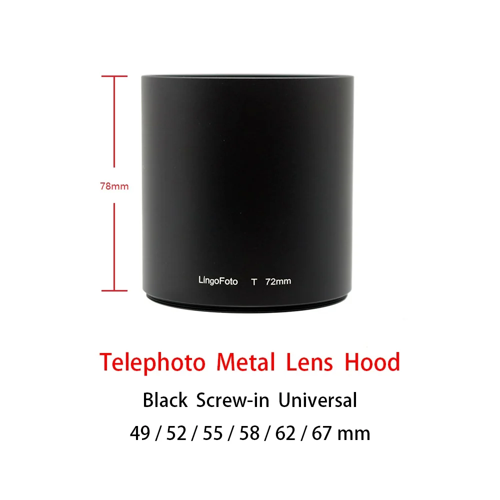 Телефото металлический объектив Φ в универсальном черном 49/52/55/58/62/67 мм аксессуар