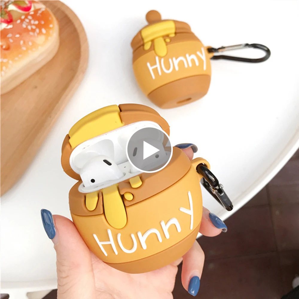 

Чехол Airpods, 3d имитация меда, силиконовый чехол для наушников, беспроводной Bluetooth чехол-книжка, милые аксессуары для телефона из ТПУ и поликар...