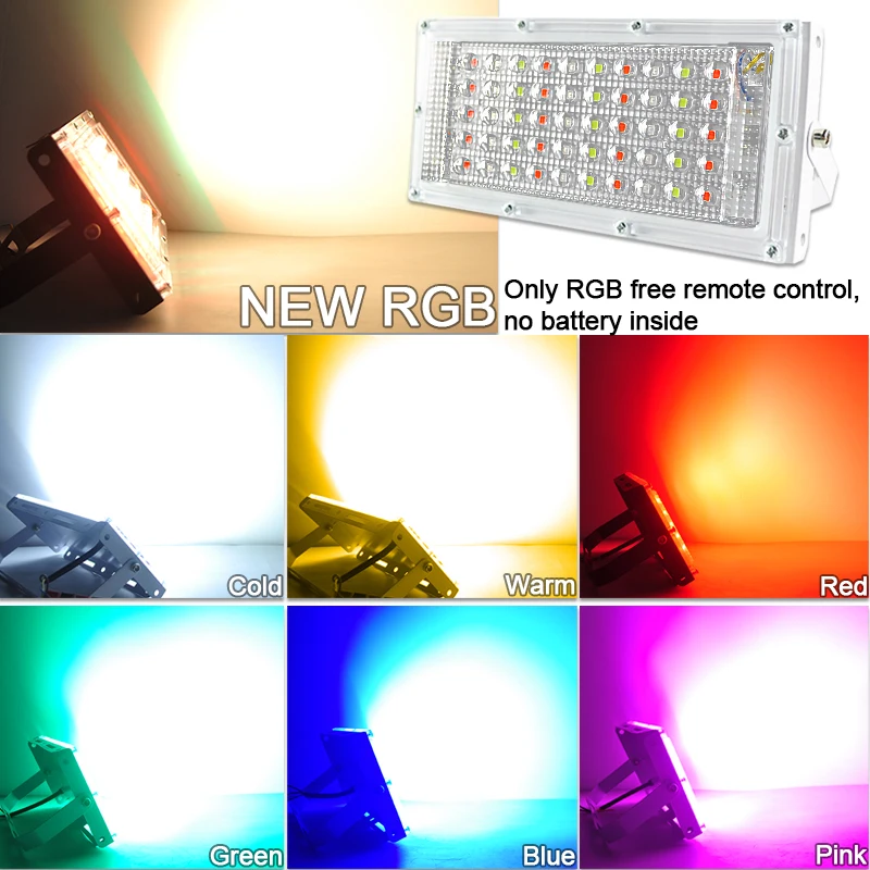 Светодиодный прожектор 50 Вт 100 RGB холодный теплый AC220V 240 В светодиодный уличный