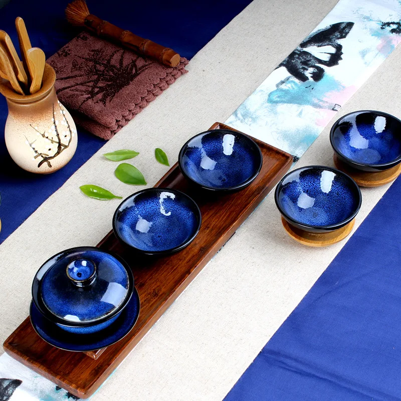 Плетеный бамбуковый чайный поднос китайский для чая кунг-фу выдвижная доска