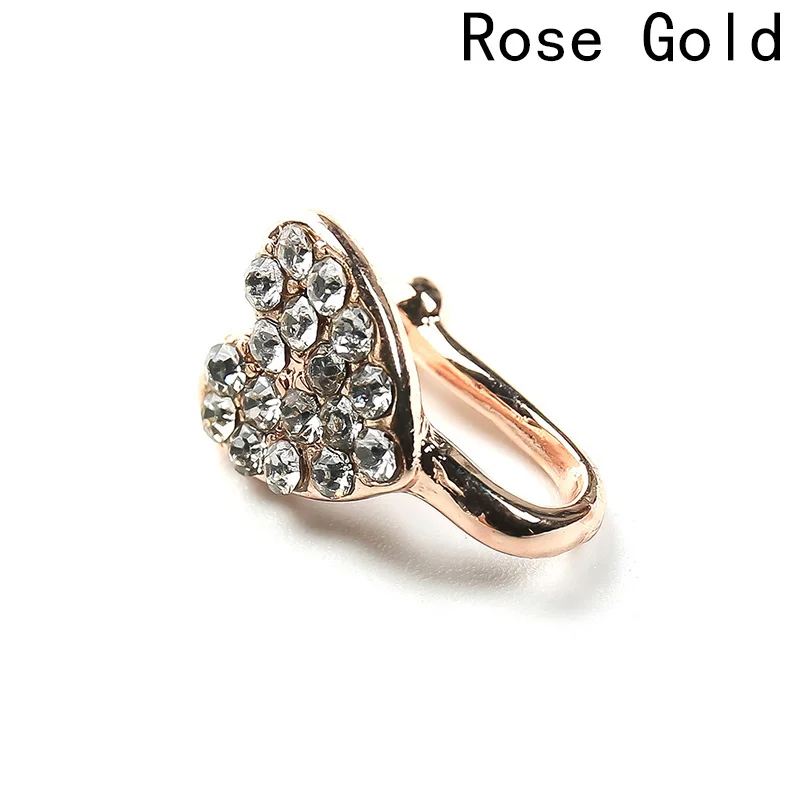 

Pseudo-septal Ring Ear Clips Do Not Perforate Jewelry Side Nose with Crystal Rose Venus False Nose Ring Heart Body Perforation