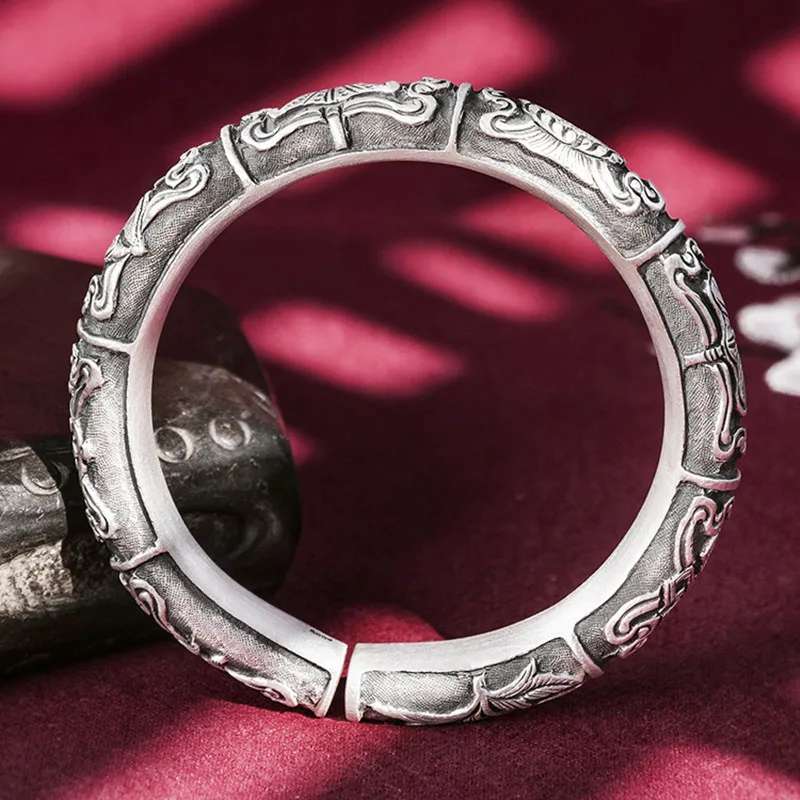 

145 г S999 Серебряный браслет для мужчин и женщин, 11 мм, винтажная цепочка из стерлингового серебра, браслет ручной работы