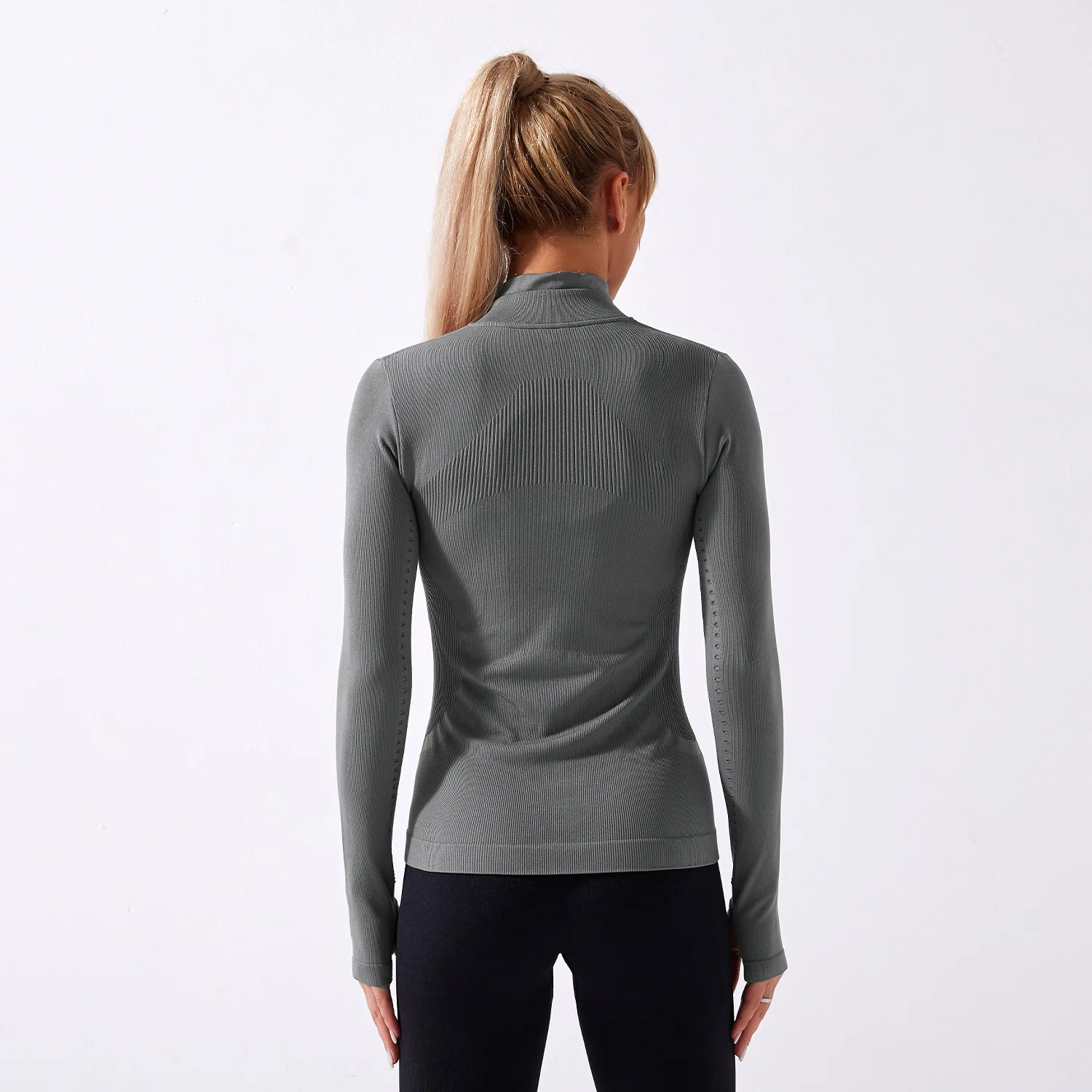 

Knitted Sports Fitness Long-Sleeved Top Seamless Yoga Jacket Women Autumn and Winter