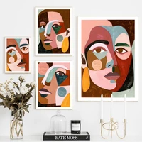 woman face geometry color block abstract wall art canvas painting nordic posters and prints wall pictures for living room decor