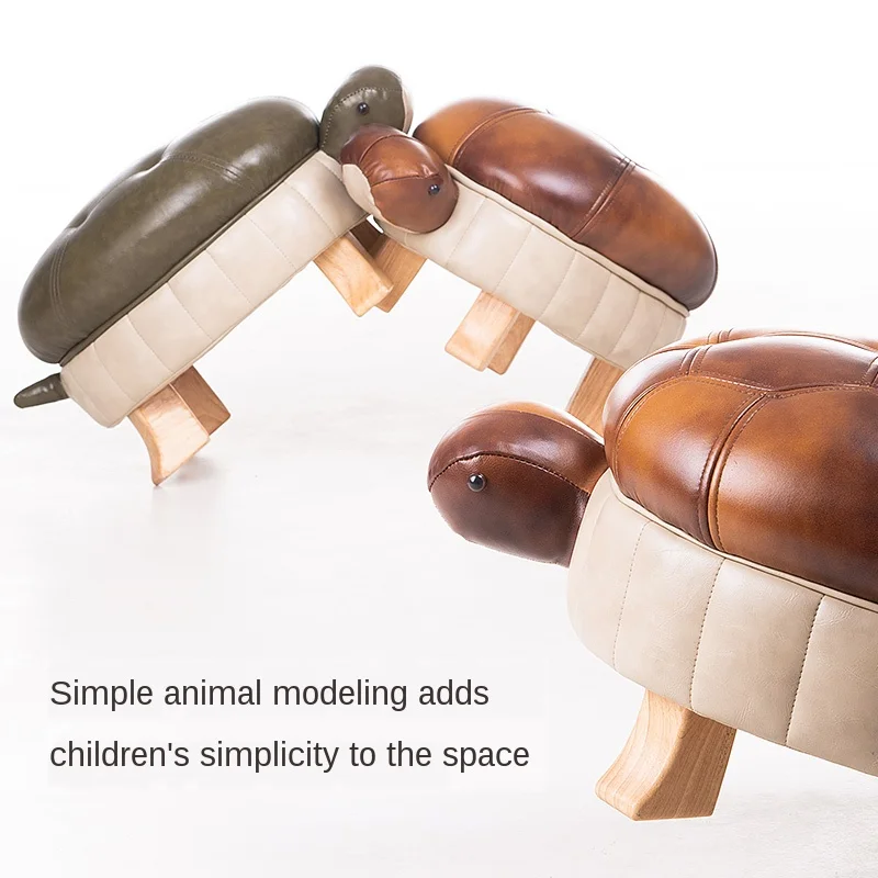 

Cartoon Children's Low Stool Living Room Sitting Stool Sofa Stool Creative Shoe Changing Stool Home Door Pedal Cute Turtle Shape