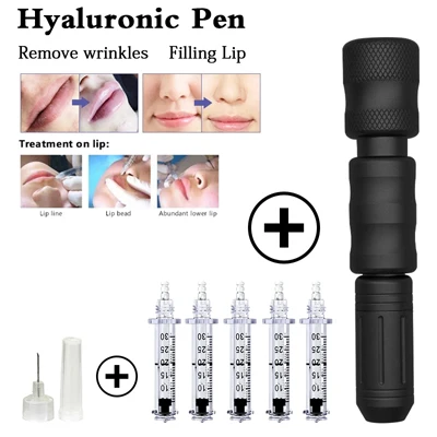 black pen set 0,3 мл Регулируемый неинвазивный ингалятор гиалуроновая ручка кислота губы стабилизатор инжектор без игл инъекции гиалурон пистолет HA ручка - Номер модели: black pen set