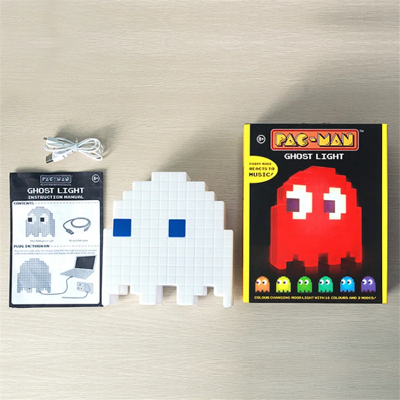 Children Atmosphere Lampara Eat Peas Ghost Light Xmas Kid Gift Pac-Man Pixel Night Light LED Wars Colorful Table Desk Lamp Party