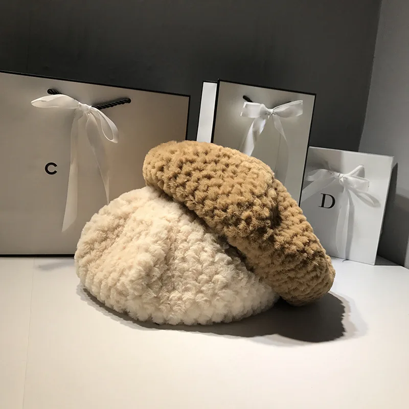 Берет женский осенне-зимний плюшевый в стиле ретро | Аксессуары для одежды