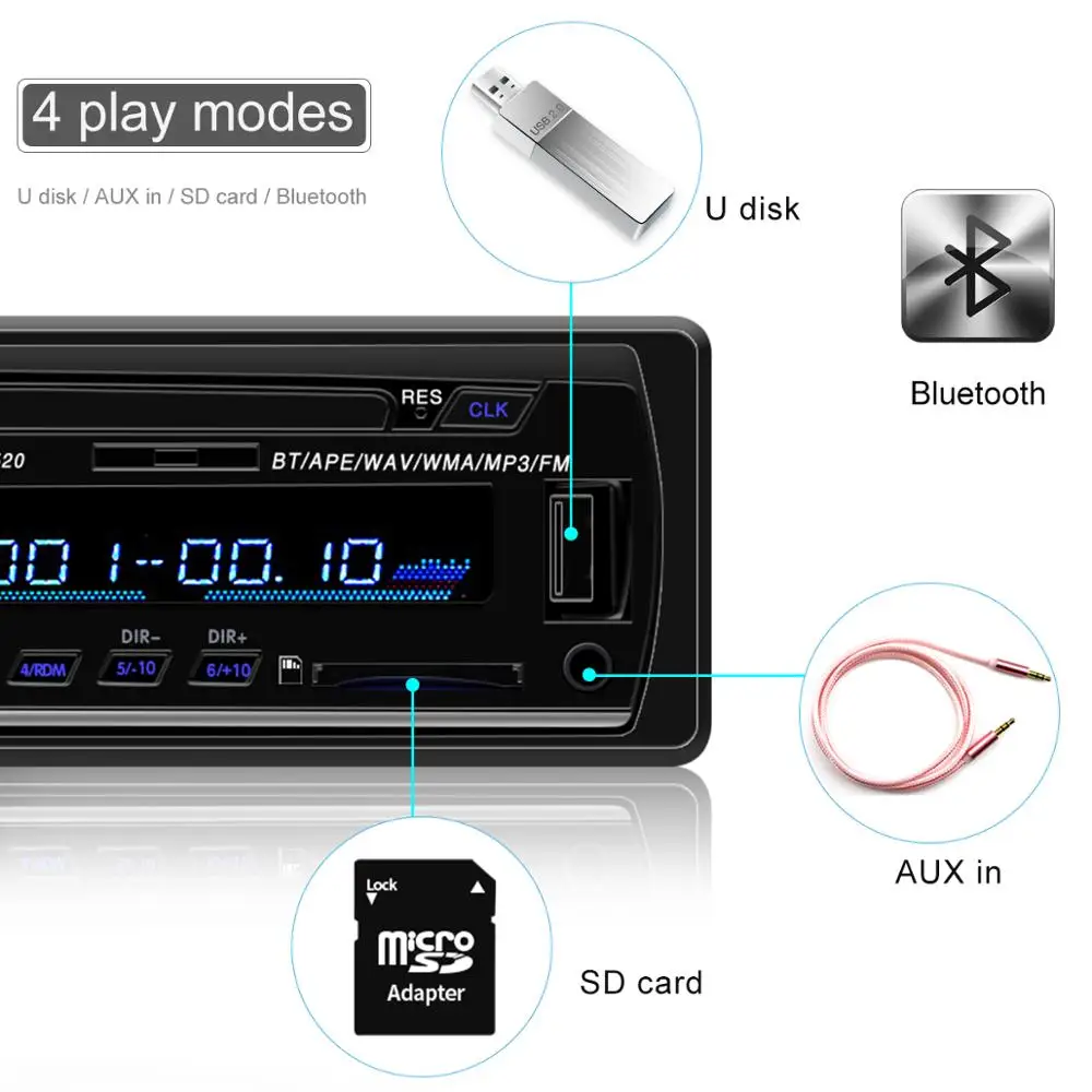 Автомагнитола 1 din мини JSD 520 12 В Автомобильная стерео Bluetooth fm радио AUX/USB/SD