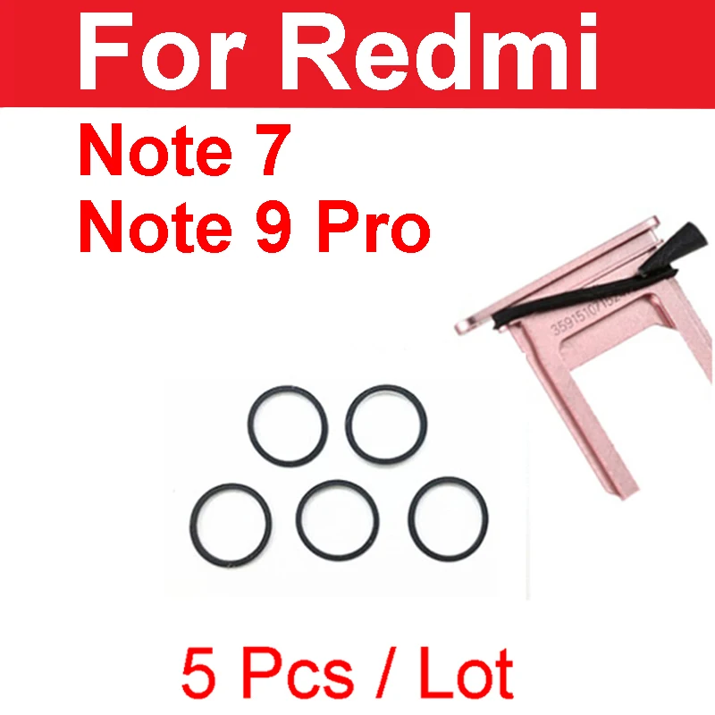 

5 шт. лоток для SIM-карты, водонепроницаемое резиновое уплотнительное кольцо, прокладка для Xiaomi Redmi Note 9 Pro RedRice Note 9 Pro, запасные части для круглого держателя