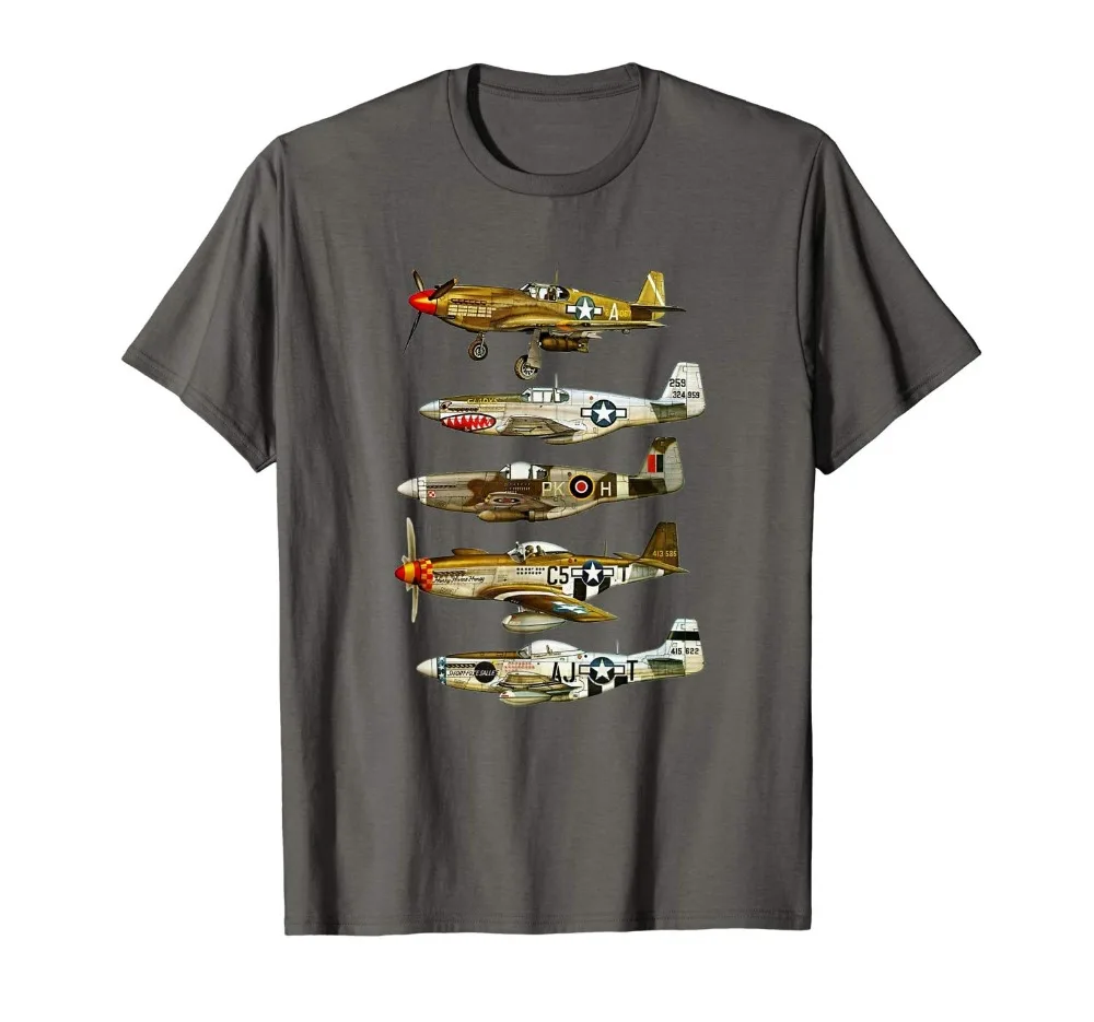 

North American P-51 Mustang Fighter T-Shirt 2020 Fashion Men Casual Short Sleeve for Men Clothing Summer Custom Shirt Design