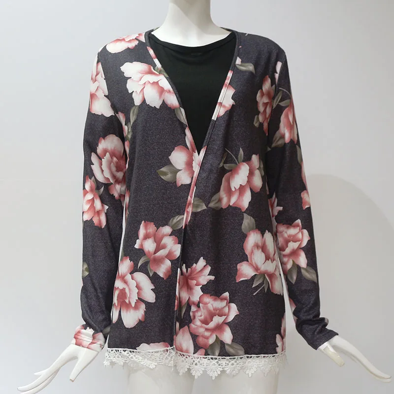 Осенний цветочный женский Кардиган с длинным рукавом 2018 повседневный элегантный