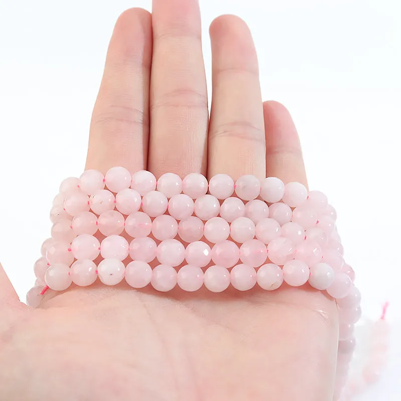 

Fostfo Natural Stone Rose Pink Pure Crystal Quartz Round Loose Beads 15" Strand 6 8 10 Mm Pick Size For Jewelry Bracelet Making