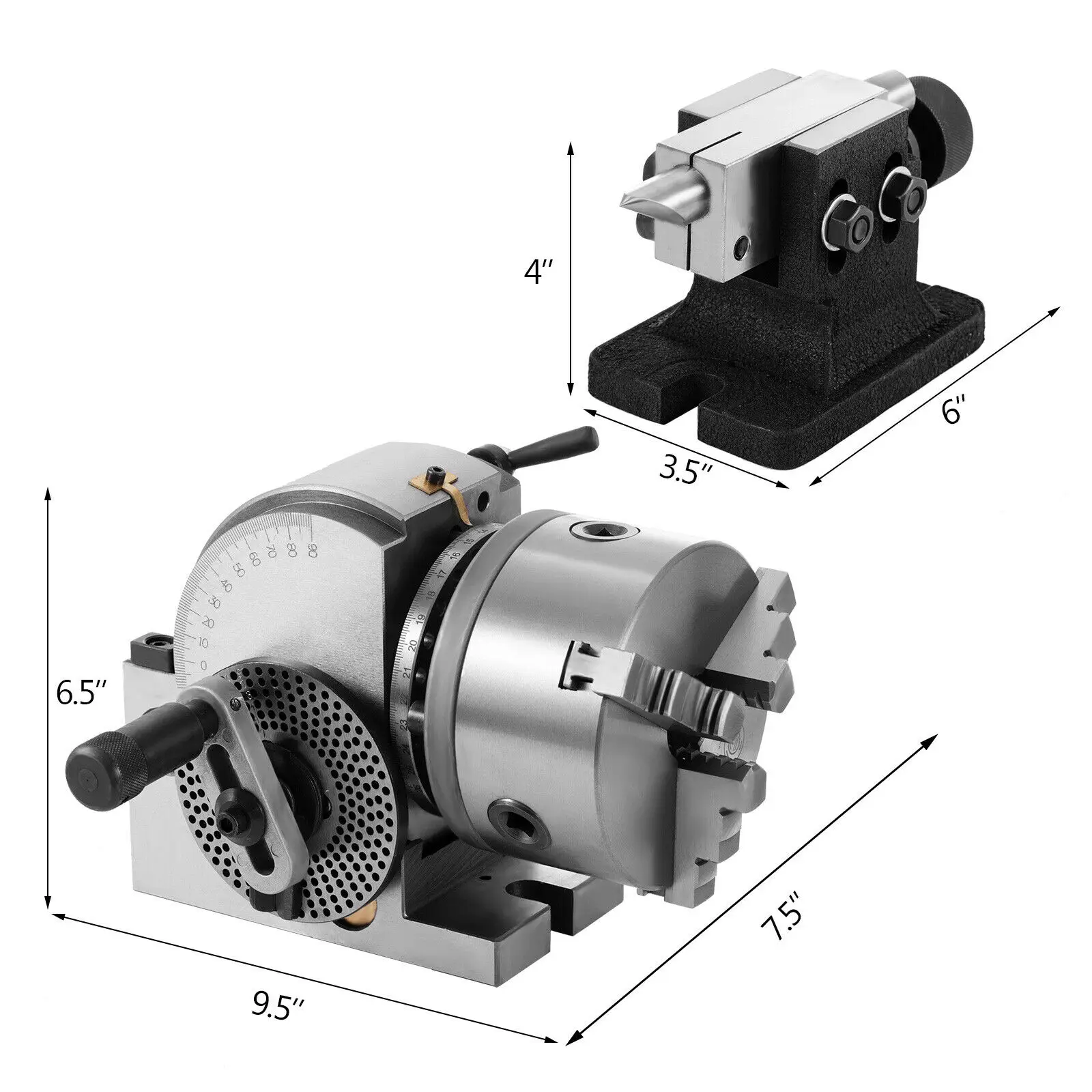 

VEVOR BS-0 Precision Semi Universal Dividing Head with 3 Plates, MT2 Tailstock & 3 Jaw Chuck for Drill Presses Milling Machines