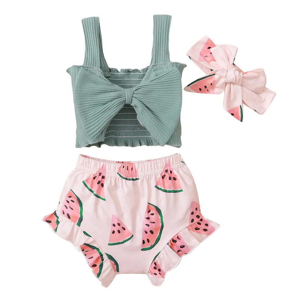 

Baby Outfit Summer Baby Girl Clothes Set 0 3 Knitted Toddler Clothing Sleeveless Newborn Clothing Baby Costume 3Piece