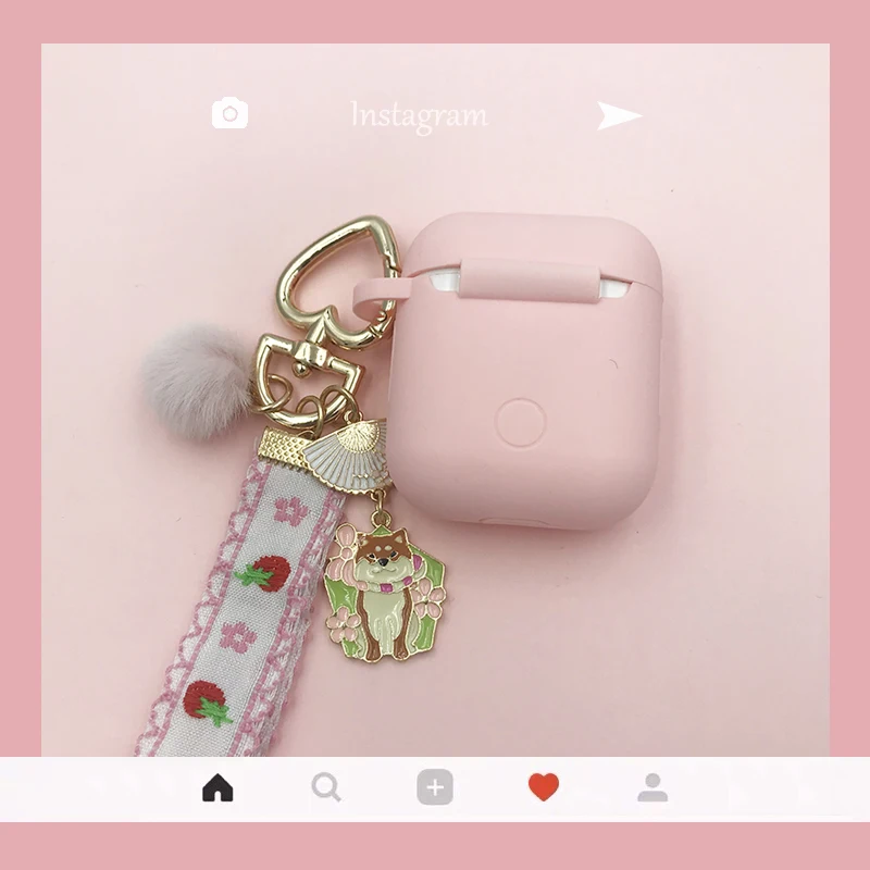 Милый розовый защитный чехол для AirPods силиконовый мягкий наушников с мультяшным