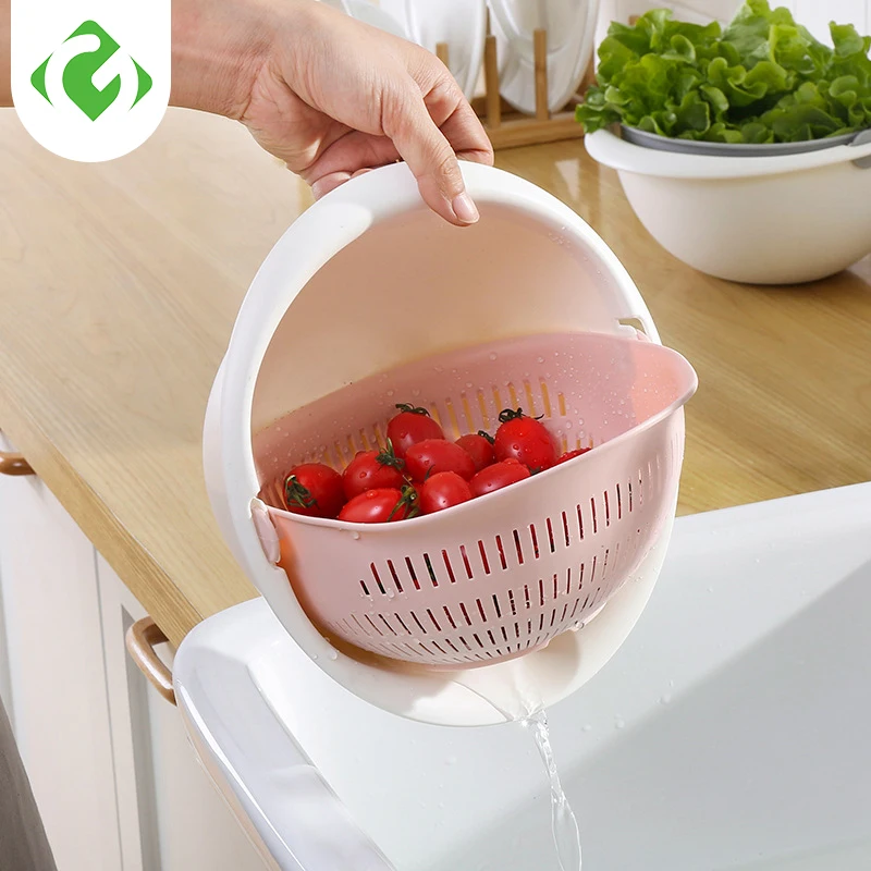 

Vegetables Fruit Drain Basket Multi-function Double Layer Drip Dry Storage Kitchen Strainer Plastic Noodles Kitchen Strainer