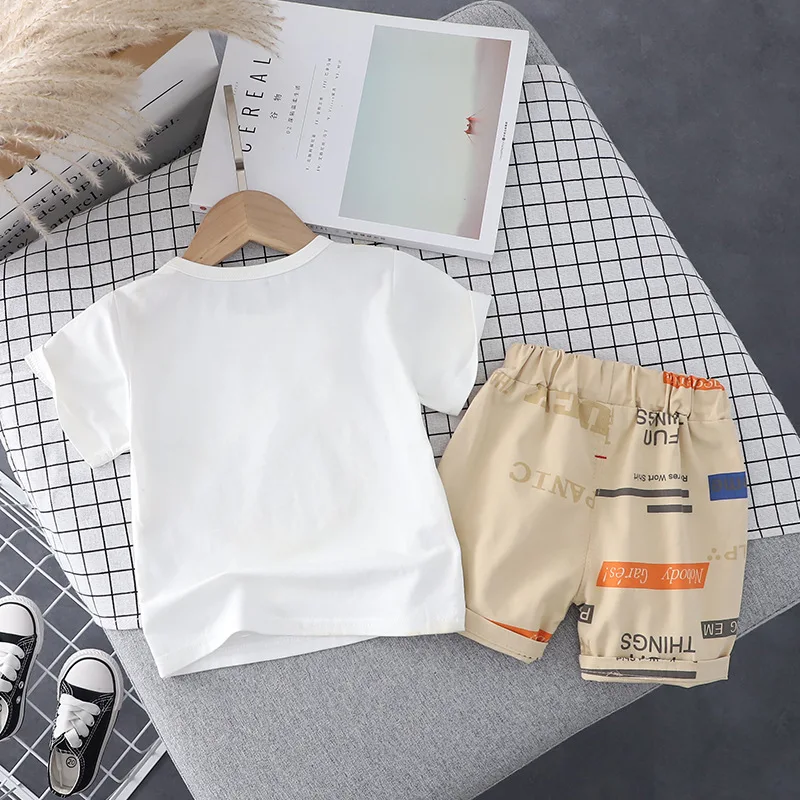 

Children's Summer Clothing Set Toddler Boys Girls Messenger Bag T-shirt+ Letter Print Shorts Baby Set Kids Casual Clothes