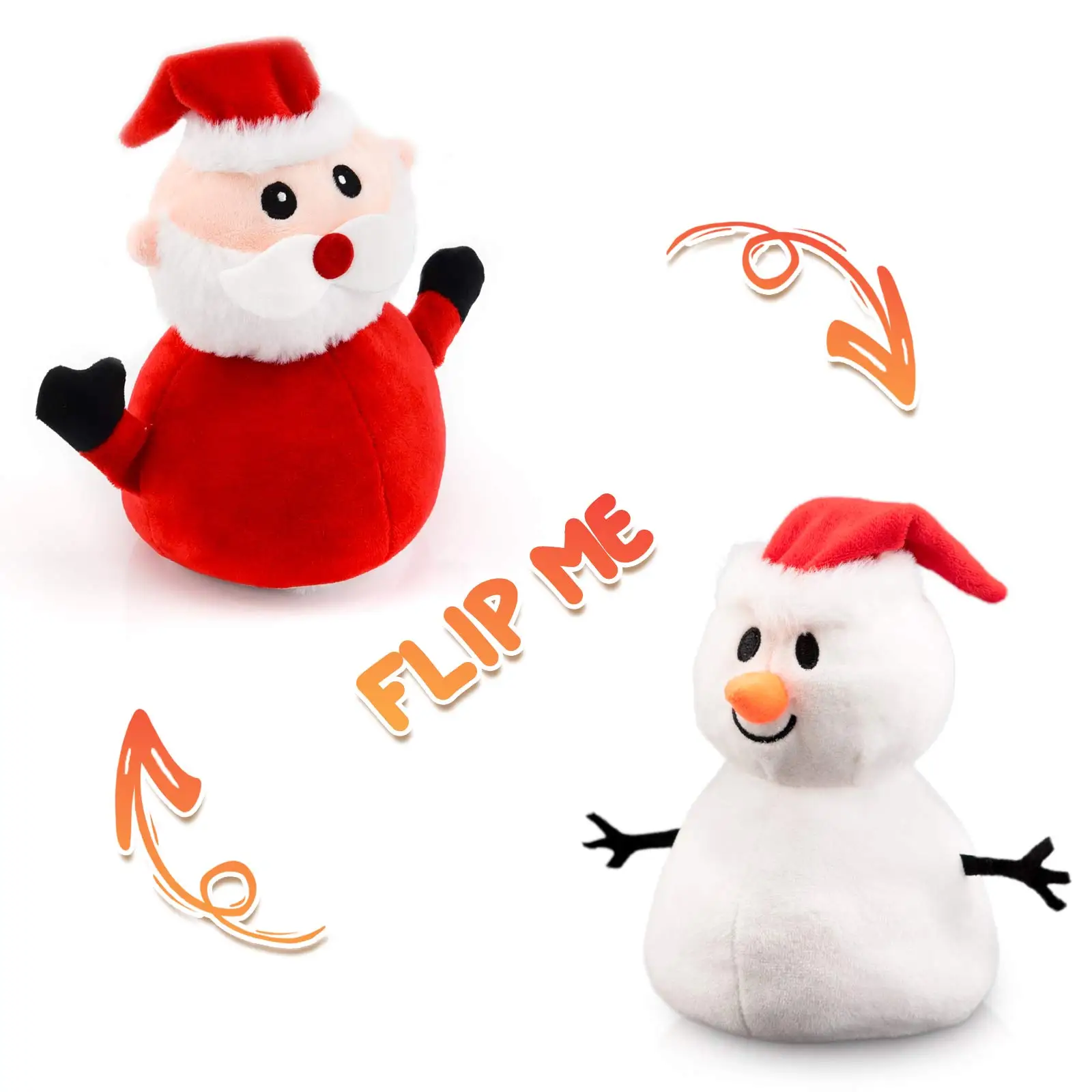 

Santa Plush Snowman Plush Toy Reversible Christmas Santa Claus Double Side Stuffed Plushie Soft Doll New Year Birthday Gift