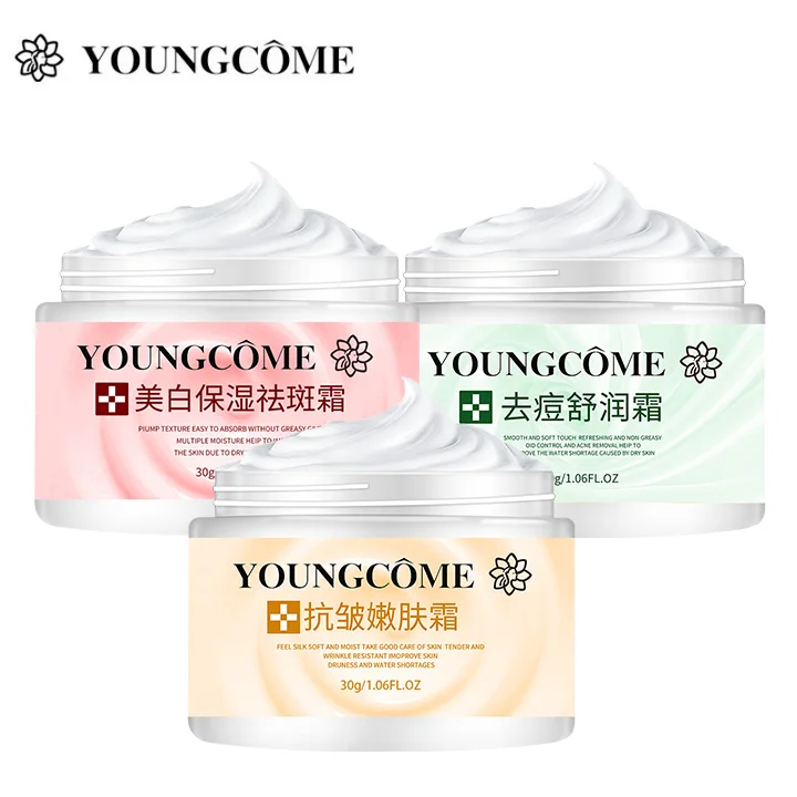 

YOUNGCOME 3pcs/lot 30g Anti Acne Anti Wrinkle Whitening Facial Cream Combination Fade Spots Moisturizing Nourishing Face Skin