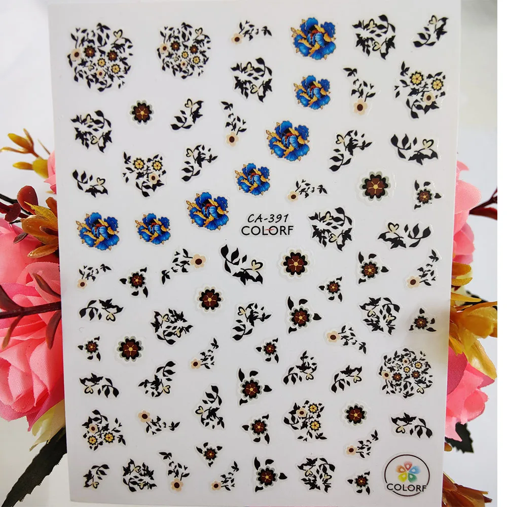 

Маленькие свежие цветы, лист, дизайн, 3D наклейки для ногтей, Самоклеящиеся украшения для ногтей, фольгированные наклейки, аксессуары для ман...