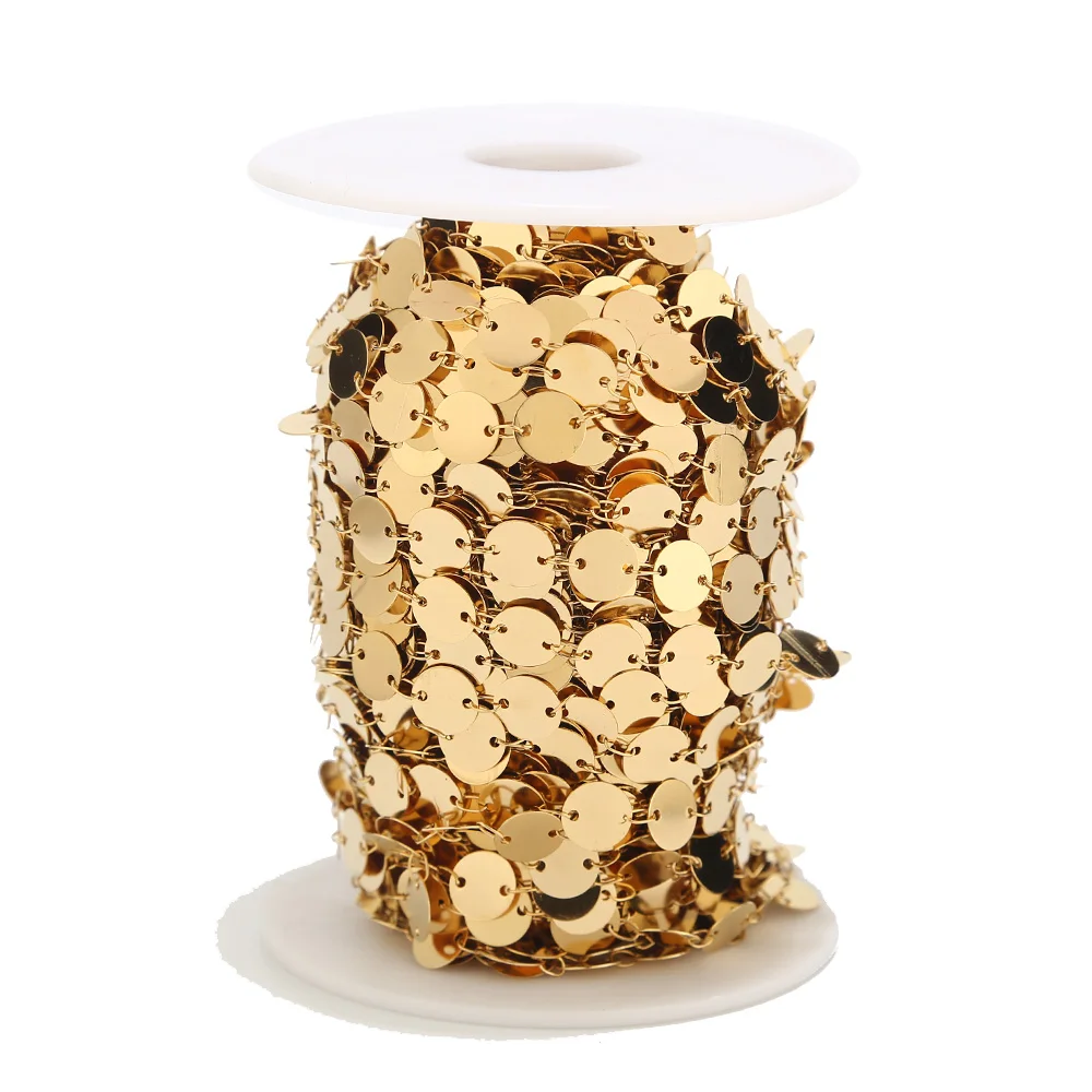 

1 Meter 8mm Width Stainless Steel Round Disc Chains Gold Coin Link Chain For Necklace Bracelet DIY Jewelry Making Supplies