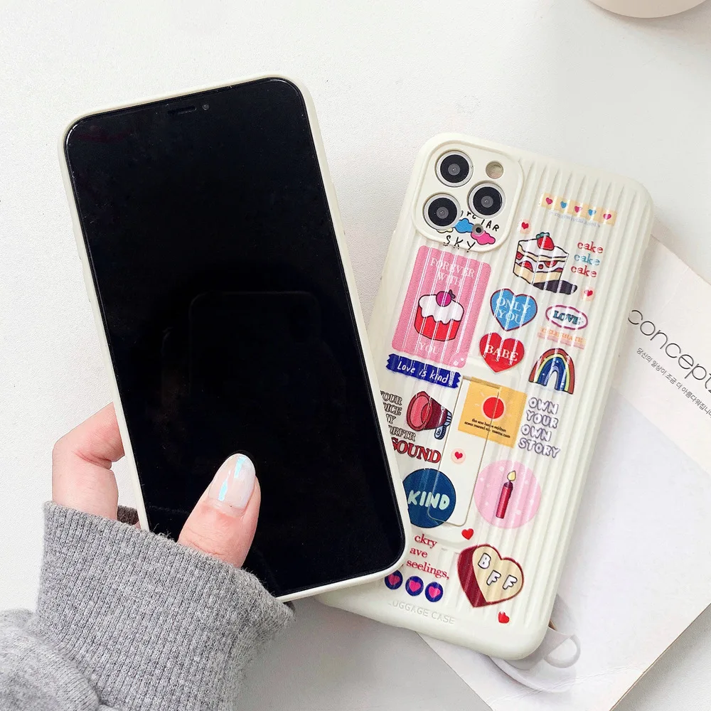 Shockproof Soft Stand Protect Case For iPhone 11 Pro Max SE 2020 SE2 Fashion Ins Cute Love Girl Cartoon for XR XS X |