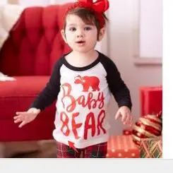 Осенняя Рождественская семейная красная пижама в клетку зимний комплект из топа