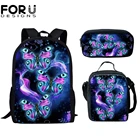 Комплект школьных сумок для девочек FORUDESIGNS из 3 предметов, вместительные Детские рюкзаки фиолетового и синего цветов с принтом бабочки