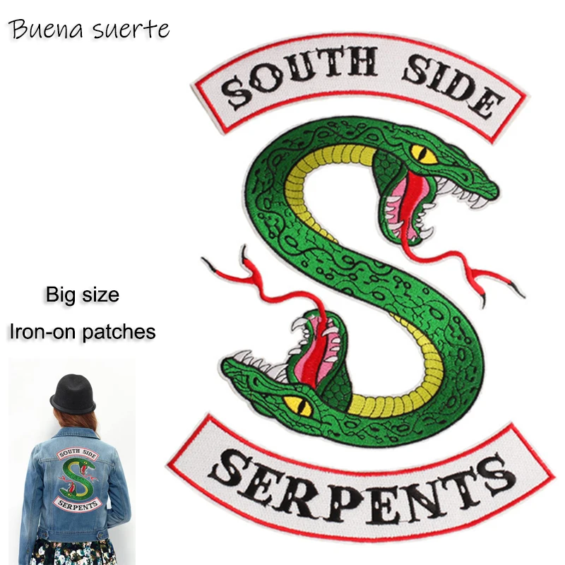 Ханука "South Side serpents" Змея заплаты вышивки для Костюмы DIY полосатая одежда Наклейки Аппликации расходные материалы