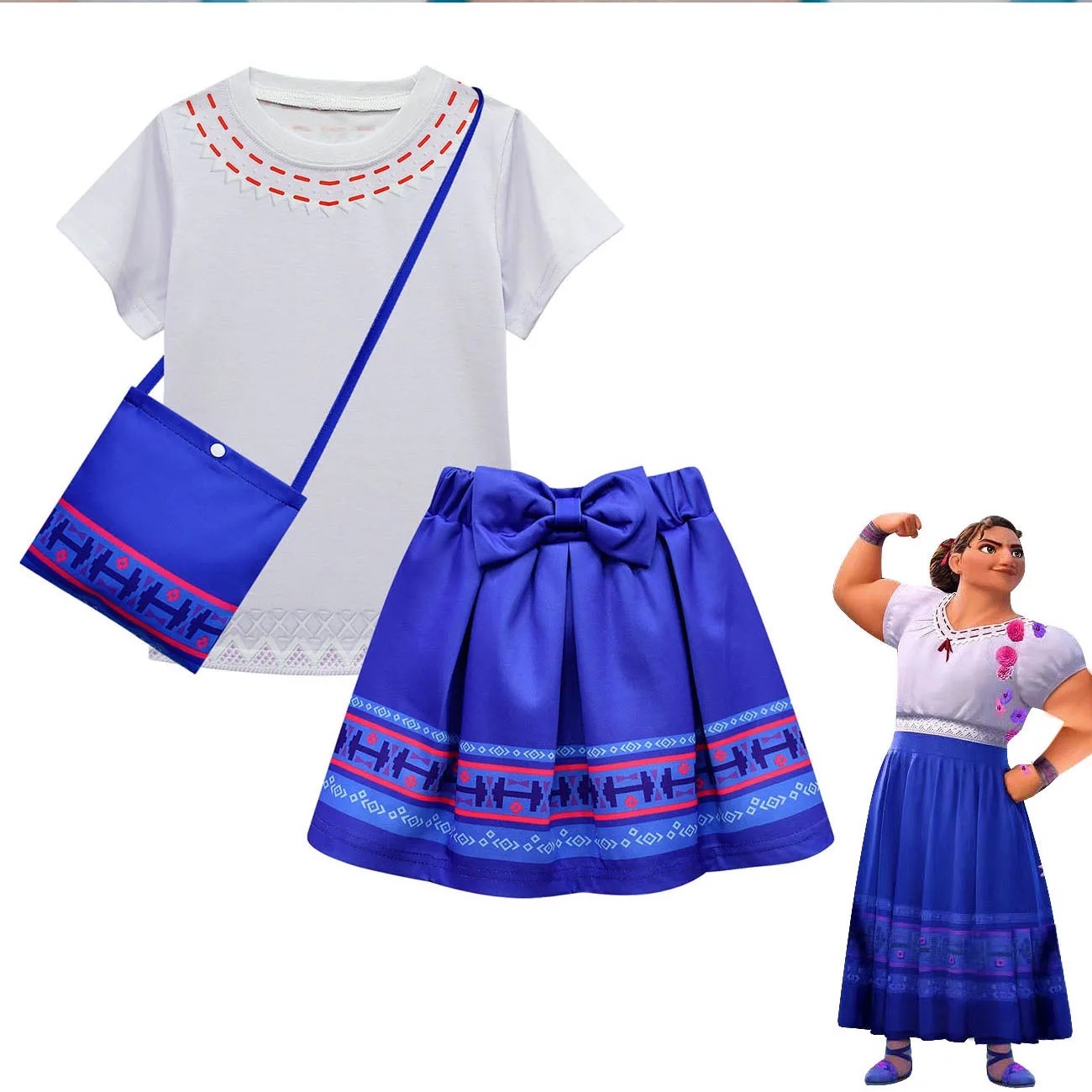 

Encanto Mirabel Madrigal Cosplay Costume Fancy Dresses With Bag for Carnival Halloween Princess Dress Kids