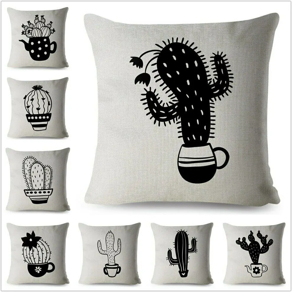 Мультфильм Черный кактус чехол для подушки с принтом автомобиля диван домашнего