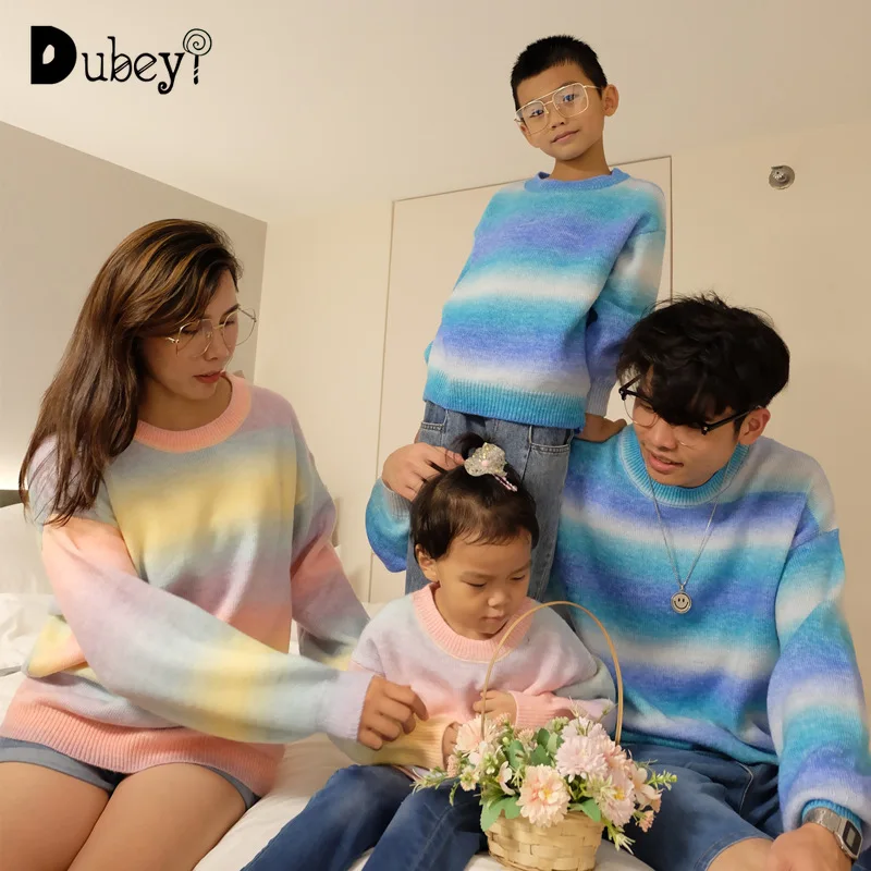 Family Matching Sweater Couple Clothes Fall Winter Family Outfit Matching  Fashion Clothes Mommy and Me Sweater