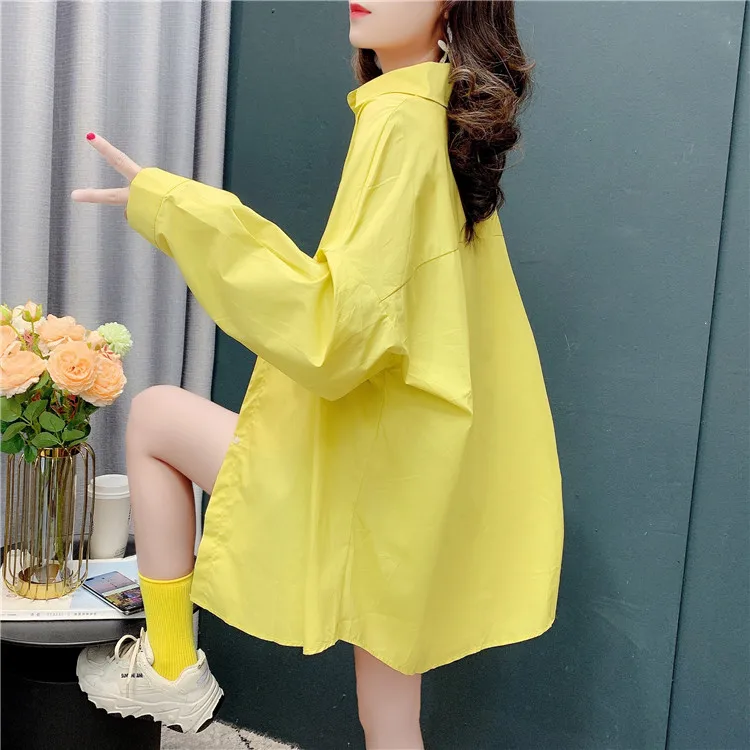 

Solid color shirt women wear long 2021 spring and autumn new retro long-sleeved shirt jacket loose women shirts blouses