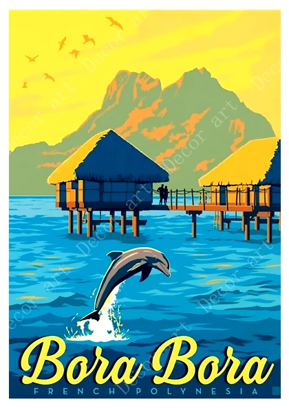 Полинезия Таити Бора праздник пляж путешествия холст картина винтажный